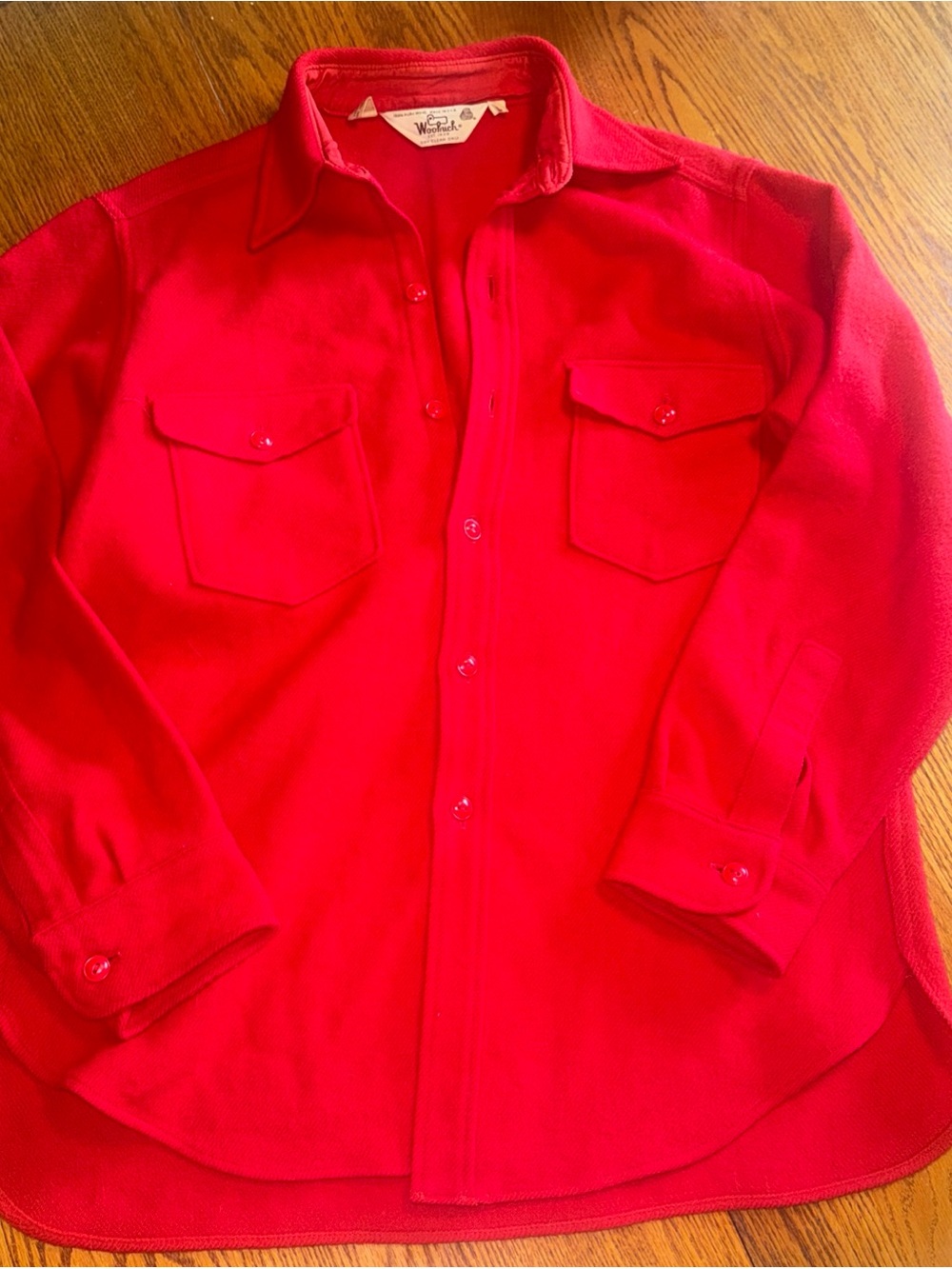 Woolrich Men’s Bright Red Button-Down Fleece Shirt Jacket